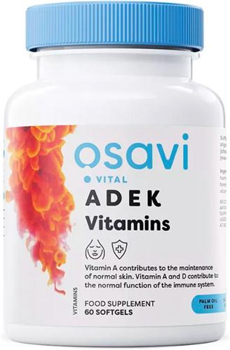 Vitamine ADEK - 60 softgels - Vitamine A (Bètacaroteen) - Vitamine D3 (Ergocalciferol) - Vitamine E (D-alfa-tocoferol) - Vitamine K2 (K2VITAL®MK7)