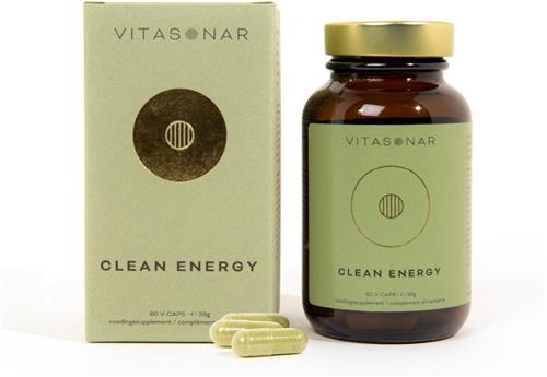 Vitasonar Clean Energy - 60 Vcaps - Zuiver je fit met matcha en chlorella - Meer Fysieke en mentale energie met Guarana, Biotine en Foliumzuur.
