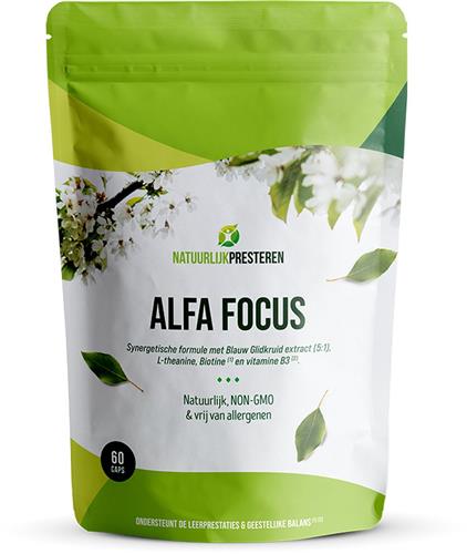 Alfa Focus - Blauw Glidkruid - L-theanine - Quatrefolic® Folaat - Actief B-complex - 60 caps