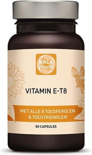 Vitamine E T8 Compleet - 60 capsules - Bevat alle 8 verschillende vormen van Vitamine E - Alle 8 tocotriënolen en tocoferolen - Kala Health