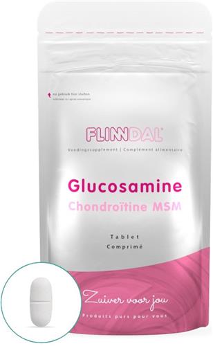 Flinndal Glucosamine Chondroïtine MSM Tabletten- Met Vitamine C en D - Voor Gezond Kraakbeen en Sterke Spieren - 60 Tabletten