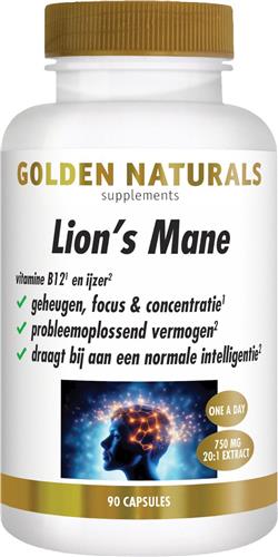 Golden Naturals Lion’s Mane (90 veganistische capsules)
