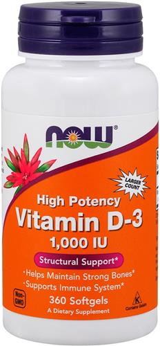 Now Foods - Vitamine D3 1000IE - 360 Softgels