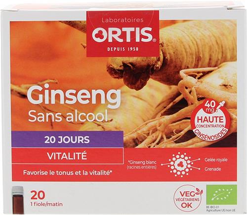 Ortis Ginseng Organic Vitality 20 Flesjes
