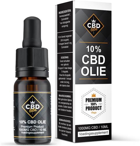 CBDLabs CBD Olie 10% - 1000MG CBD - 10 ml - Vegan - Op Basis van Biologische Hennepzaad Olie - 100% Natuurlijk - Circa 200 Druppels - Premium Product
