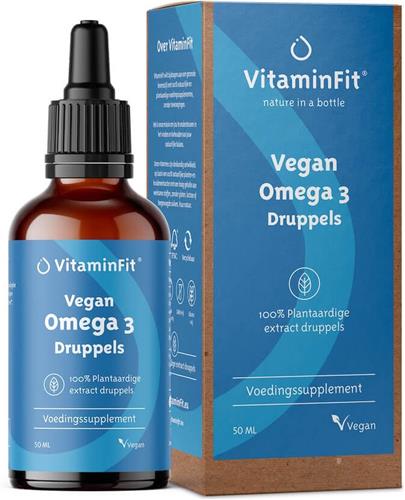 VitaminFit Vegan Omega 3 Druppels - 100% Natuurlijk & Plantaardig - 50 ML - Rijk aan DHA en EPA - Vloeibaar - Visvrij!