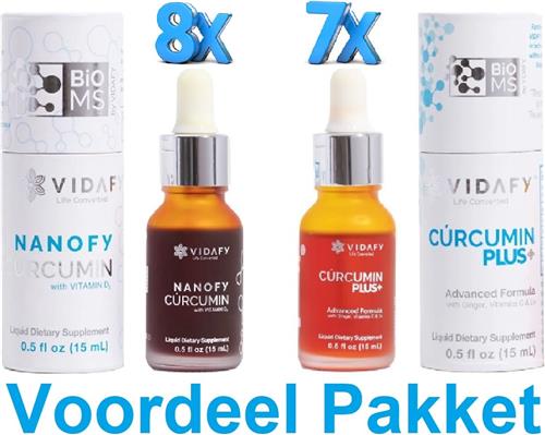8x Nanofy Curcumin 15ml + 7x Curcumin Plus 15ml Vidafy Voordeelpakket