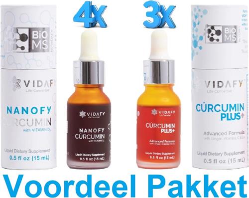 4x Nanofy Curcumin 15ml + 3x Curcumin Plus 15ml Vidafy Voordeelpakket