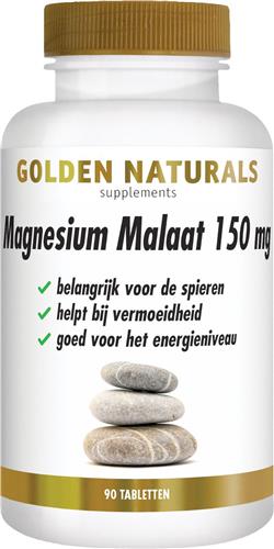 Golden Naturals Magnesium Malaat 150mg (90 veganistische tabletten)