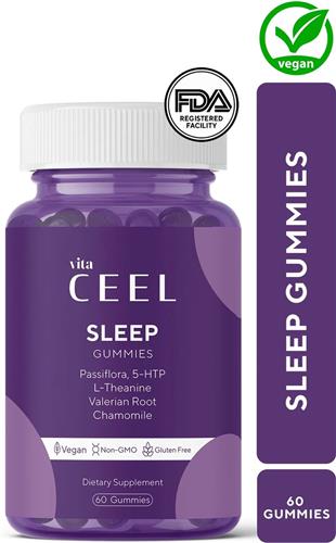 Vita Ceel Sleep Gummies - Slaap gummies voor goede nachtrust - Vegan met passiebloem - Lekker slapen en uitgerust wakker worden - Vitamine slaap gummies met bosbessensmaak - 60 stuks