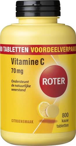Roter Vitamine C 70mg - Vitamine C ondersteunt je weerstand - 800 kauwtabletten met citroensmaak