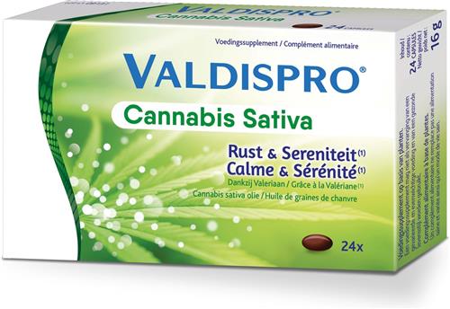 Valdispro Cannabis Sativa - Suplement met Valeriaan & hennepzaadolie - Anti-stress - 24 tabletten