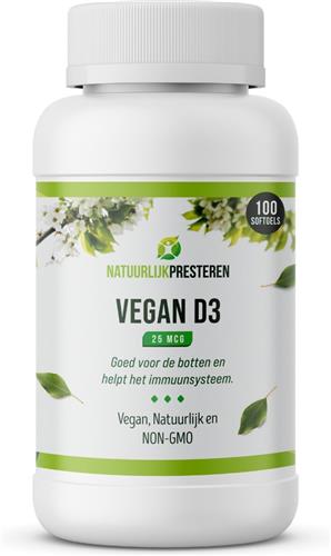 Vegan Vitamine D3 - 25 mcg - Cholecalciferol uit Algen - 100 capsules