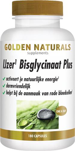Golden Naturals IJzer Bisglycinaat Plus (180 veganistische capsules)