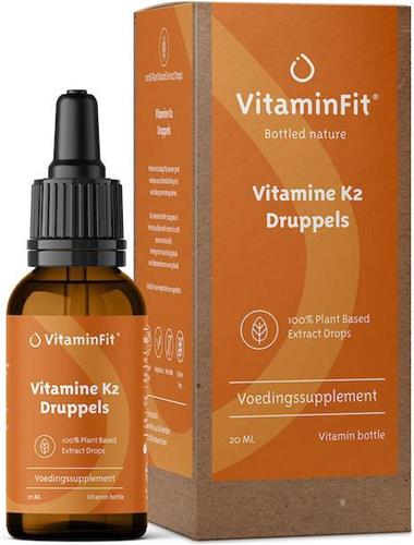 VitaminFit Vitamine K2 (MK7) Druppels - 100% Natuurlijk & Plantaardig - Biologisch Actief - 20 ML - Vloeibaar - Uit Natto-Extract