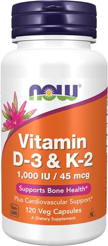 Now Foods - Vitamine D3 & K2 - 120 Vegicaps
