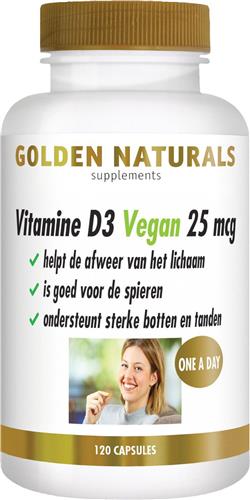 Golden Naturals Vitamine D3 Vegan 25 mcg (120 veganistische softgel capsules)