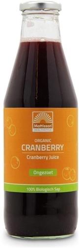 Mattisson - Biologische Cranberry Sap - Ongezoet - Cranberry Juice - 100% Biologisch Sap - 750 ml
