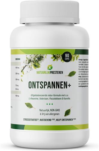 Ontspannen+ - Valeriaan extra sterk - Rhodiola - Rustgevende Anti Stress tabletten - Natuurlijk Kalmeringsmiddel - Rustgever - 90 caps