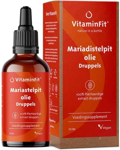 VitaminFit Mariadistel Pit Olie Druppels - 100% Natuurlijk & Plantaardig - 50 ML - Gezonde Leverfunctie, Galproductie en Spijsvertering