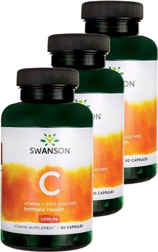 Swanson | Vitamin C with rose Hips 1000mg | 90 capsules | 3 stuks | 3 x 90 capsules