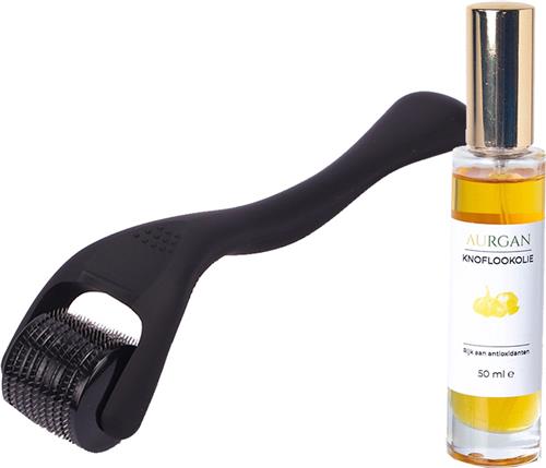 Aurgan Dermaroller met cosmetische knoflookolie - haarolie - haargroei bevordering - tegen haaruitval