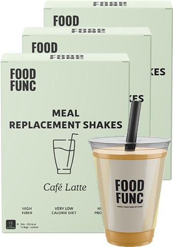 Foodfunc | Meal Replacement Shake | Cafe Latte | 3 Stuks | 21 x 32,5 gram | No Junk Just Func