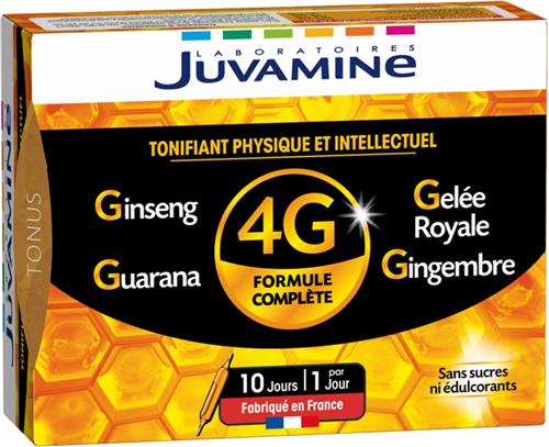 Juvamine 4G Ginseng Royal Jelly Guarana Gember 10 Ampullen