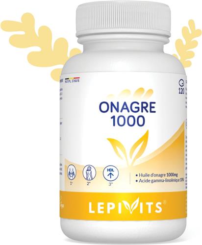 Teunisbloem Olie 1000mg + Vit E | 120 capsules | Rijk aan GLA Vetzuren | Gezonde Huid, Nagels & Haar | Made in Belgium | LEPIVITS