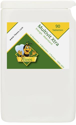 7Bees Multivit Xtra 90 tabs - 12 Vitaminen  - 9 Mineralen met Panax Ginseng - Ginkgo Biloba en Rhodiola Rosea