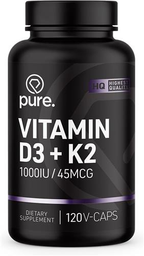 Pure. Vitamine D3/K2 - vitaminen - Vitamine D-3 - Vitamine K-2 - vegan capsules