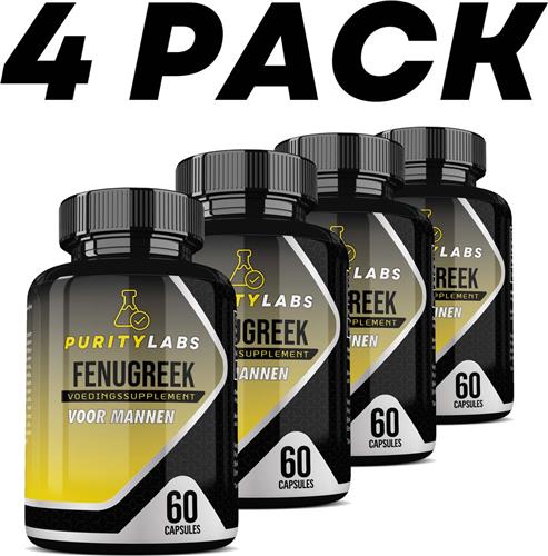 PurityLabs Fenegriek - 4 Pack - Voordeelpakket - Testosterone Capsules - Hoogste Kwaliteit