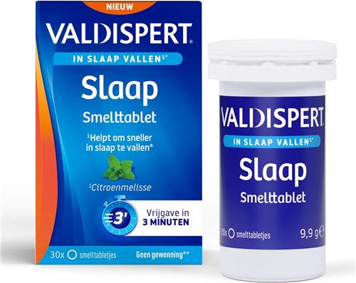 Valdispert Slaap Smelttablet - Citroenmelisse helpt om sneller in slaap te vallen* - Vrijgave in 3 minuten - 30 smelttabletjes