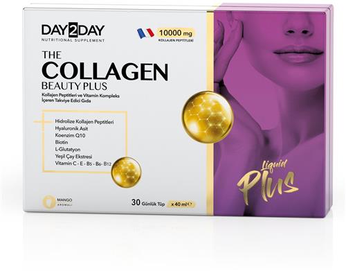 DAY2DAY - The Beauty Plus Shots - Collageen - Hoogste dosis van 10000mg gehydrolyseerd collageen gecombineerd met vitamines, mineralen en de belangrijkste antioxidanten voor het lichaam. - Suiker & Glutenvrij - Mangosmaak