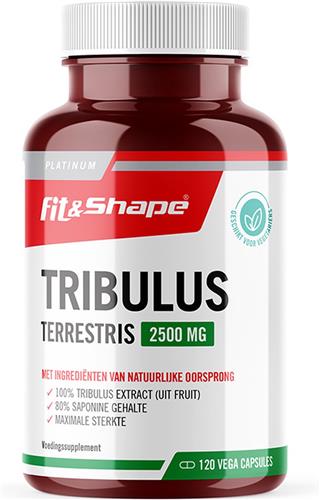 Fit&Shape -Tribulus Terrestris (120 V-caps) 2500mg dosering (30dagen dosering) met uitsluitend 100% puur plantaardig kruidenextract (in vega/plantaardige capsules)