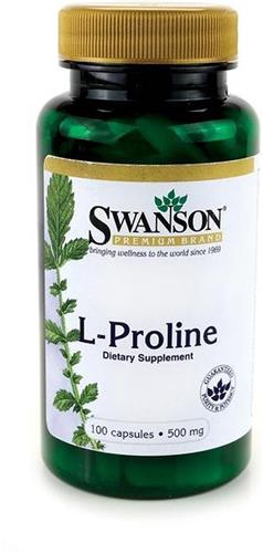 Swanson Health L-Proline 500 MG - Vitamines / Proline - 500 MG - 100 Capsules - 1 Potje