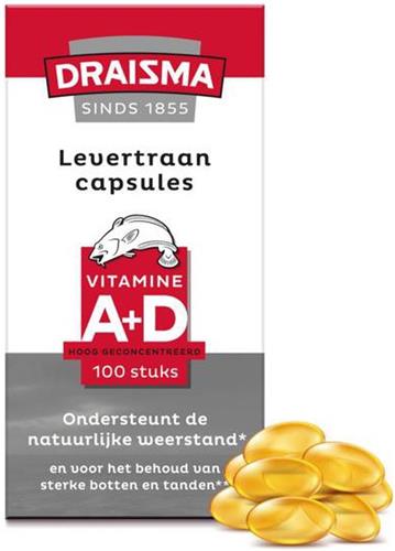 Draisma Vitamine A+D Levertraan 100 capsules