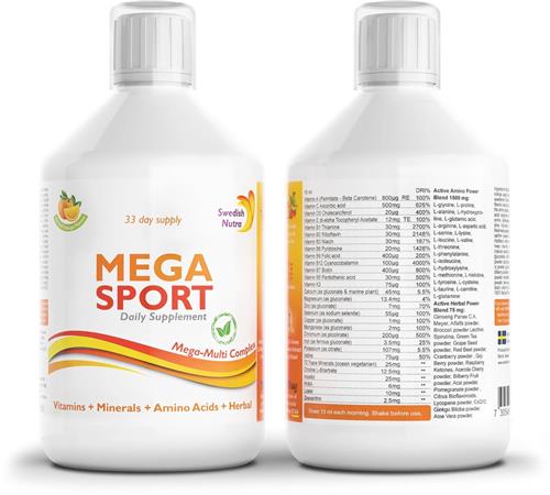 Swedish Nutra Multivitamin sport  - Vloeibare Multivitamine - Mineralen - Collageen - Voedingssupplement als drank