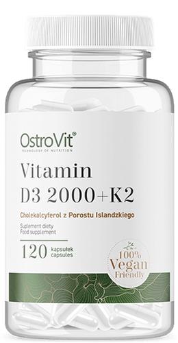 Vitaminen - Vitamin D3 2000 + K2 - 120 VEGE Capsules - OstroVit - Supplementen - Laboratorium getest kwaliteit!