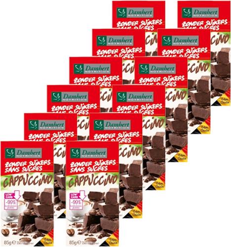 Damhert | Zonder Suikers | Chocoladetablet | Cappuccino | 12 stuks | 12 x 85 gram