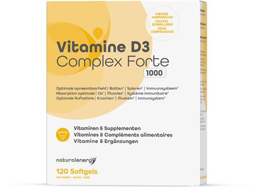 Vitamine D Complex Forte | 120 Parels met Vitamine D3 – Ondersteunt Immuunsysteem(1), Botten(2) en Tanden(3) – Voedingssupplement Zonder Kleurstoffen of Bewaarmiddelen