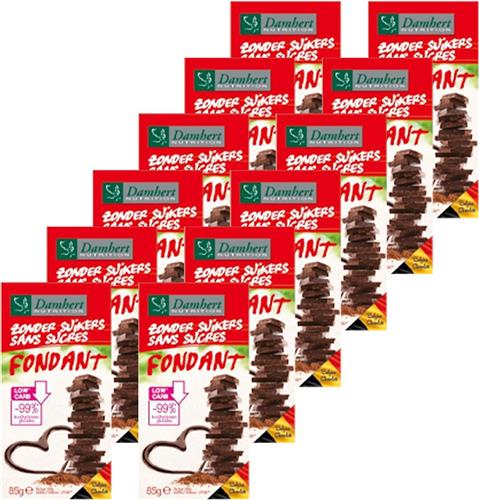 Damhert | Zonder Suikers | Chocoladetablet | Fondant | 12 stuks | 12 x 85 gram