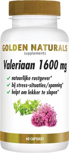 Golden Naturals Valeriaan 1600mg (60 veganistische capsules)