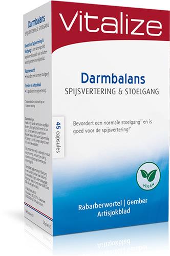 Vitalize Darmbalans Spijsvertering en Stoelgang 45 capsules - Draagt bij aan een goede darmwerking - Bevordert de spijsvertering