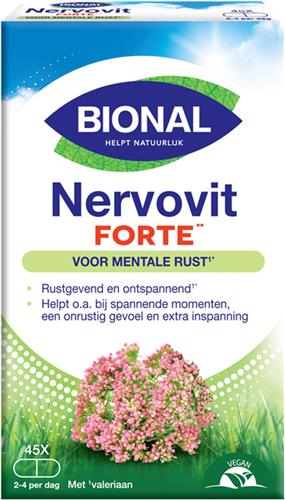 Bional Nervovit Forte - Supplement - Mentale rust - Vegan voedingssupplement met valeriaan– 45 tabletten