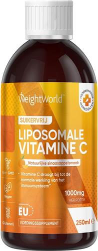 Lipsomale Vitamine C - 250 ml - 1000mg Vloeibare Vitamine C - Best opneembare vorm van Vitamine C - Suikervrij en met Sinaasappelsmaak - Alternatief voor Vitamine C capsules en andere Vitamine C pillen - 100% Natuurlijk - van WeightWorld