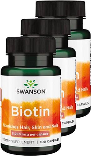 Swanson | Biotin 5000mcg | 100 Capsules | 3 stuks | 3 x 100 Capsules