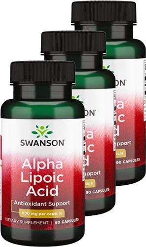 Swanson | Alpha Lipoic Acid 600 mg | 60 Capsules | 3 stuks | 3 x 60 Capsules