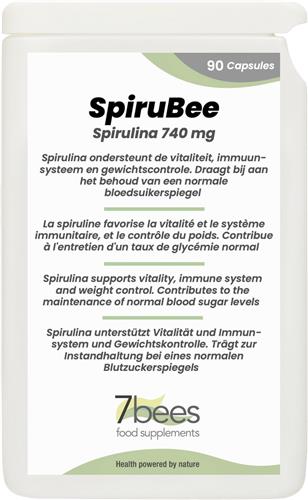 7Bees | SpiruBee 90 capsules | 740 mg spirulina poeder/caps | zonder enige toevoeging | Gratis verzending | Brievenbuspost