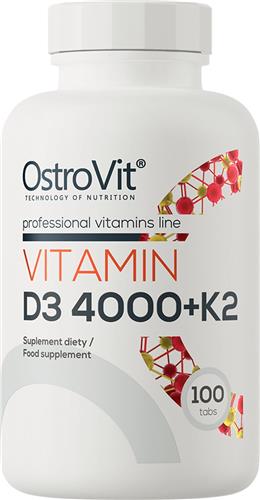 Vitaminen - Vitamin D3 4000 + K2 - Menachinon-7 MK-7 - 100 tabletten - OstroVit - Supplementen - Laboratorium getest kwaliteit!
